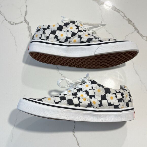 Vans Women's Dohney Daisy Flower Checkerboard Skater Sneakers Black Size 7 Shoes - Picture 3 of 11